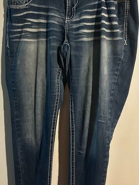 Amethyst Jeans Dark Blue Distressed Women's Jeans